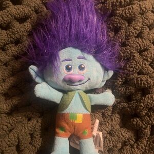 DreamWorks Blue Troll Plush with Purple Hair